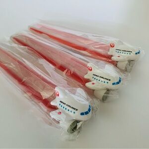 3x Airplane-Themed Red Kids Chopsticks JAL Japan Airlines Red New never used